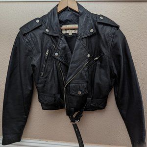 Vintage Chia Leather Cropped Motorcycle Jacket from Wilson's Leather